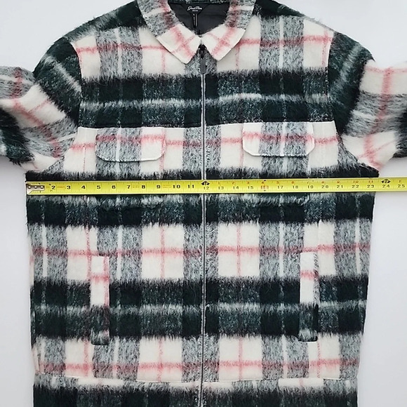 Good Man Brand Men's Wool Blend Green Plaid Zip Up Lined Jacket Size Large - Picture 15 of 16